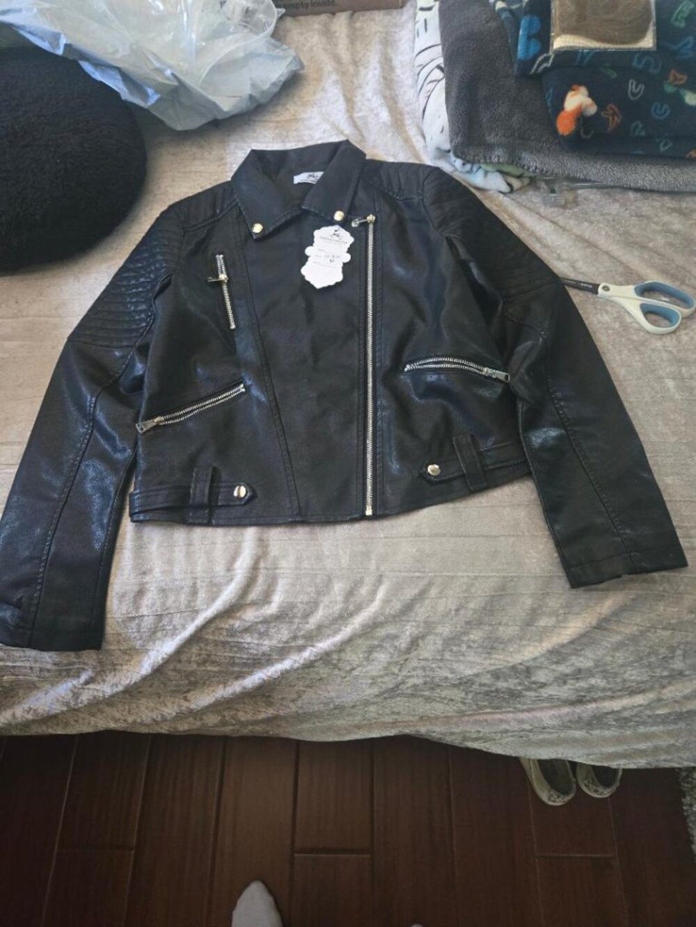 Women's Size Medium Black Faux Leather Jacket